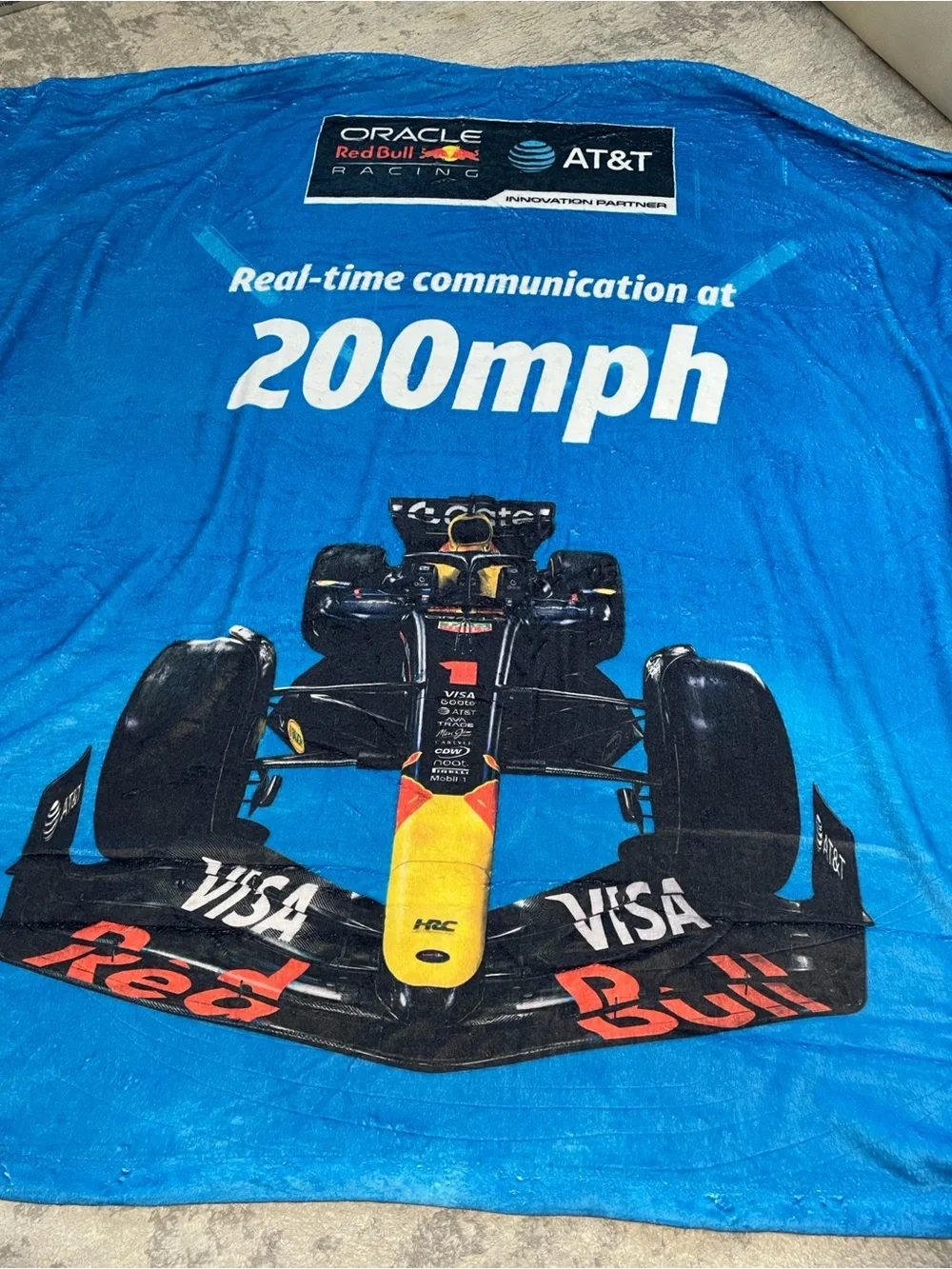 Max Verstappen Oracle Red Bull Racing Fleece Throw Blanket Formula 1 Blue